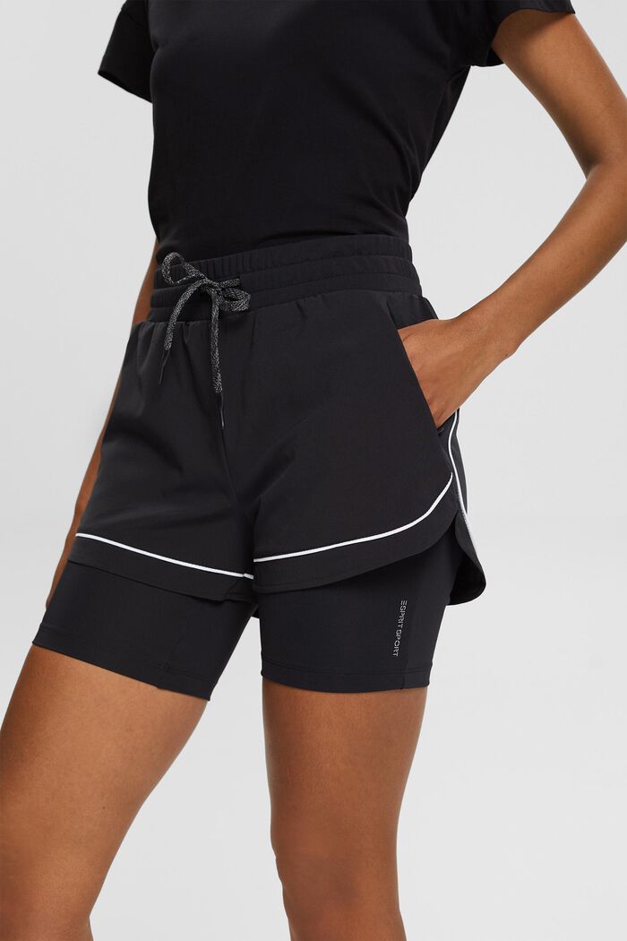 Genanvendte materialer: shorts med integrerede tights, E-DRY, BLACK, detail image number 2