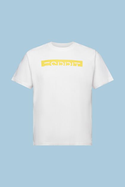 T-shirt med mat og glansfuld logoapplikation, WHITE, overview