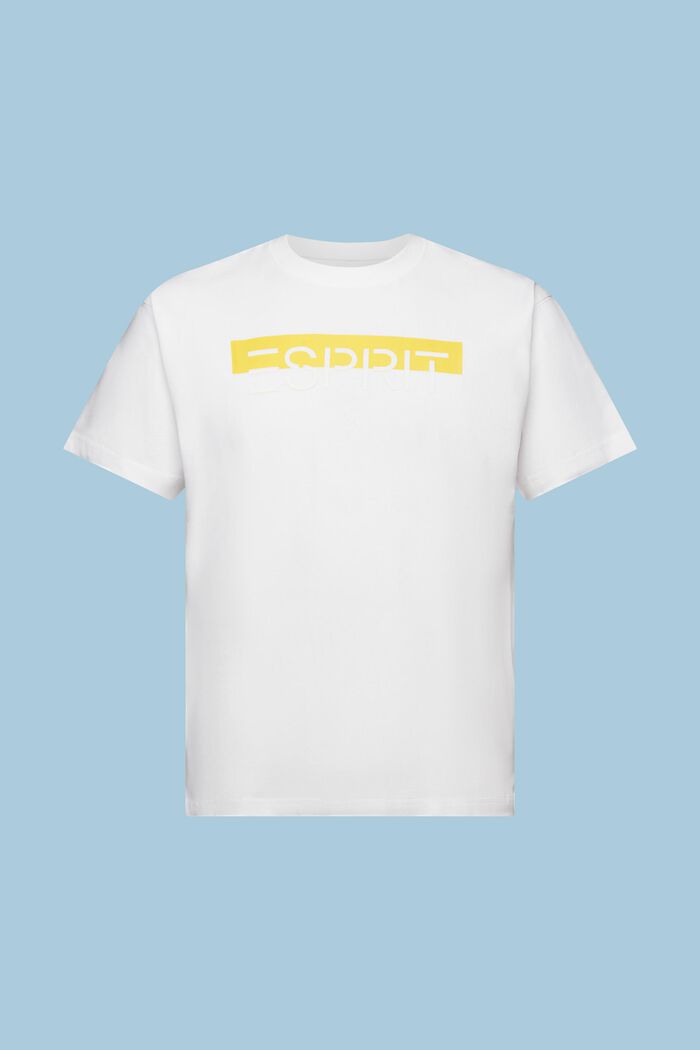 T-shirt med mat og glansfuld logoapplikation, WHITE, detail image number 4