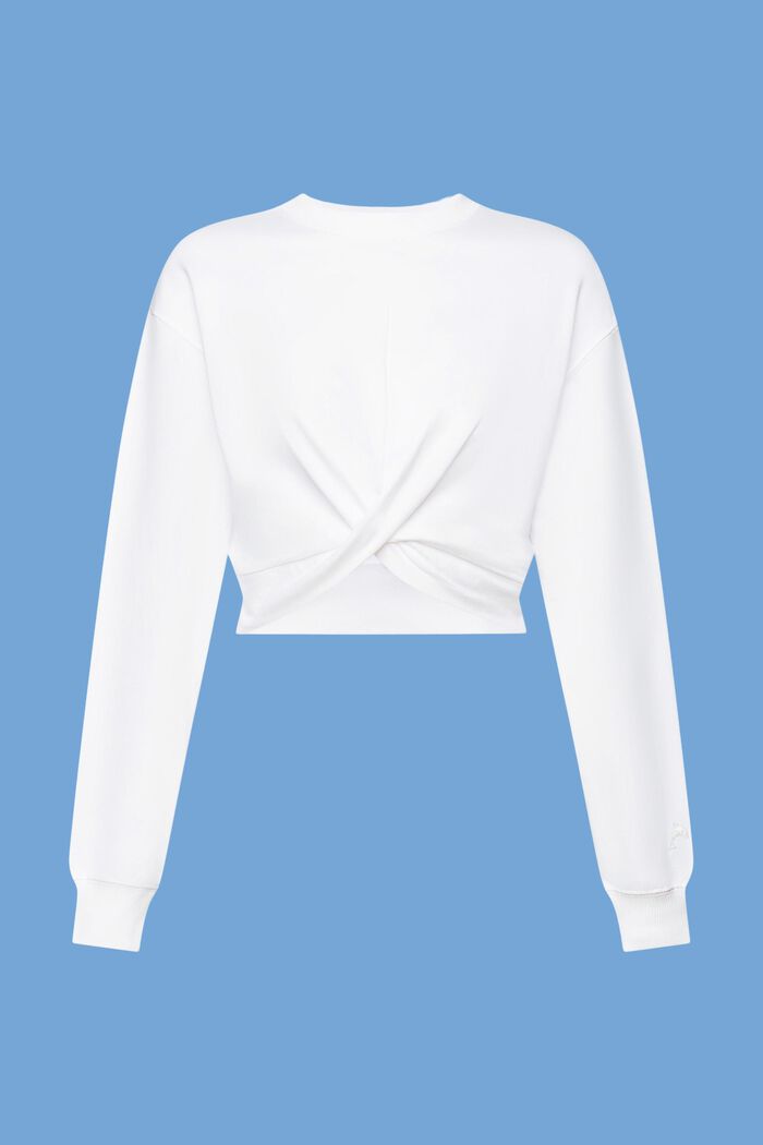 Cropped sweatshirt med knudedetalje, WHITE, detail image number 7