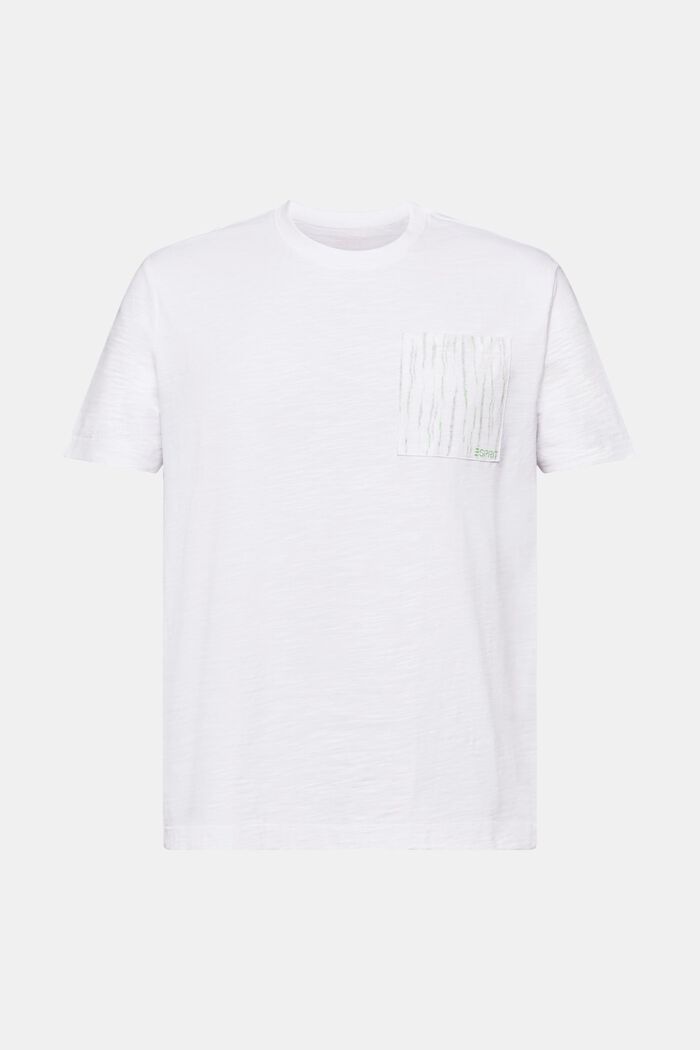 T-shirt i bomuldsslub med lomme og logo, WHITE, detail image number 6