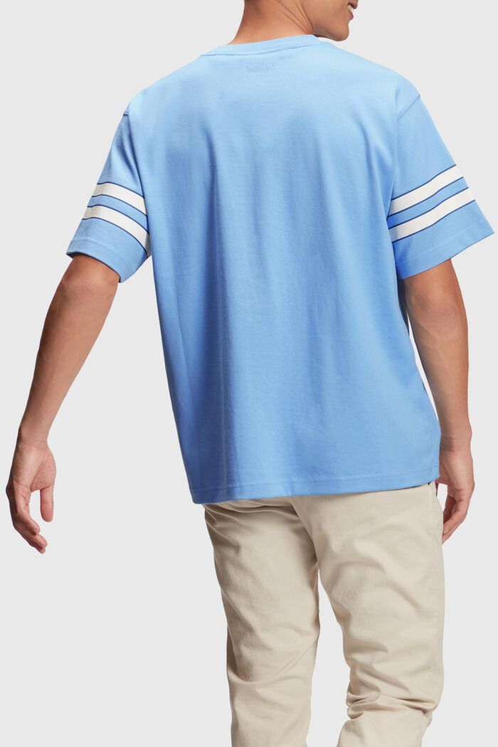 T-shirt med grafisk print og stribede ærmer, LIGHT BLUE LAVENDER, detail image number 1