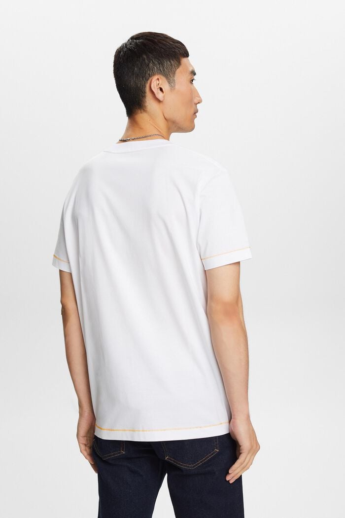 Jersey-T-shirt med rund hals, 100 % bomuld, WHITE, detail image number 3