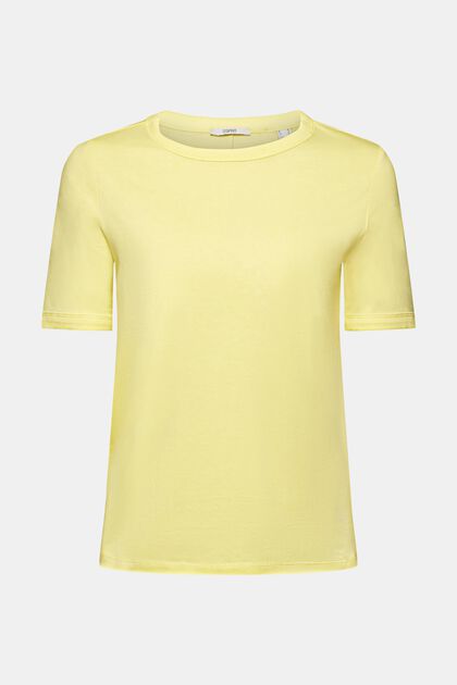 T-shirt i bomuld, LIGHT YELLOW, overview