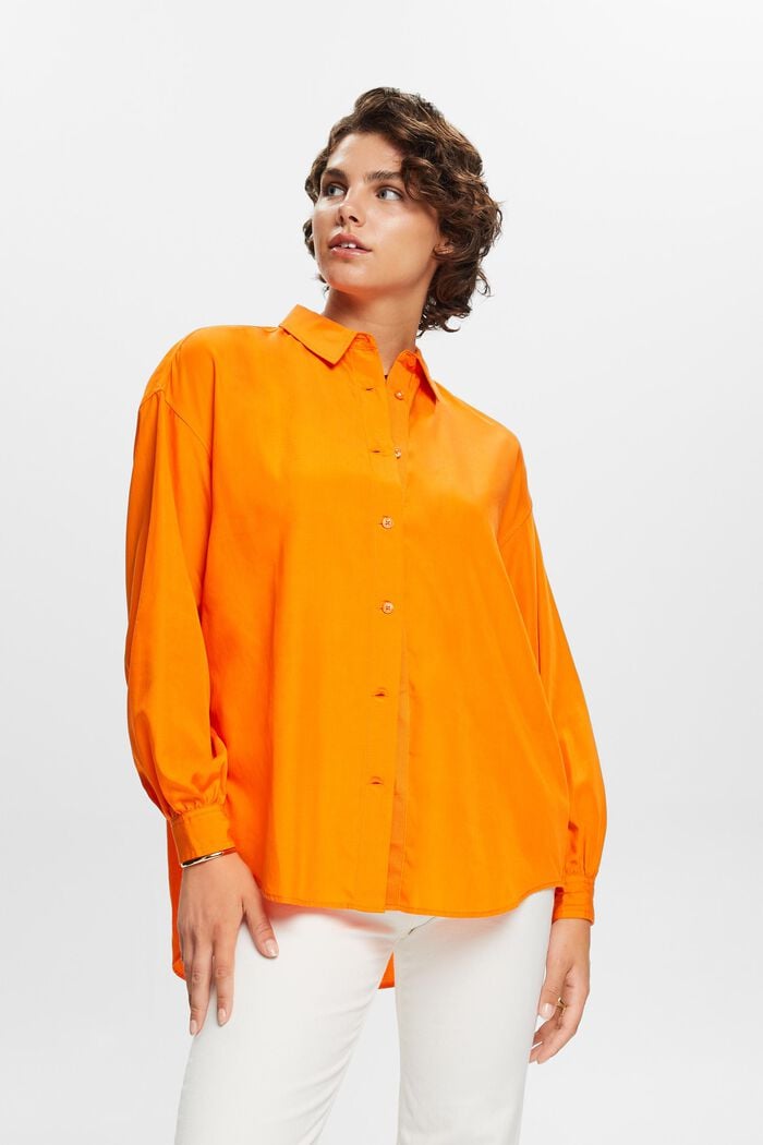 Oversized skjortebluse, BRIGHT ORANGE, detail image number 0