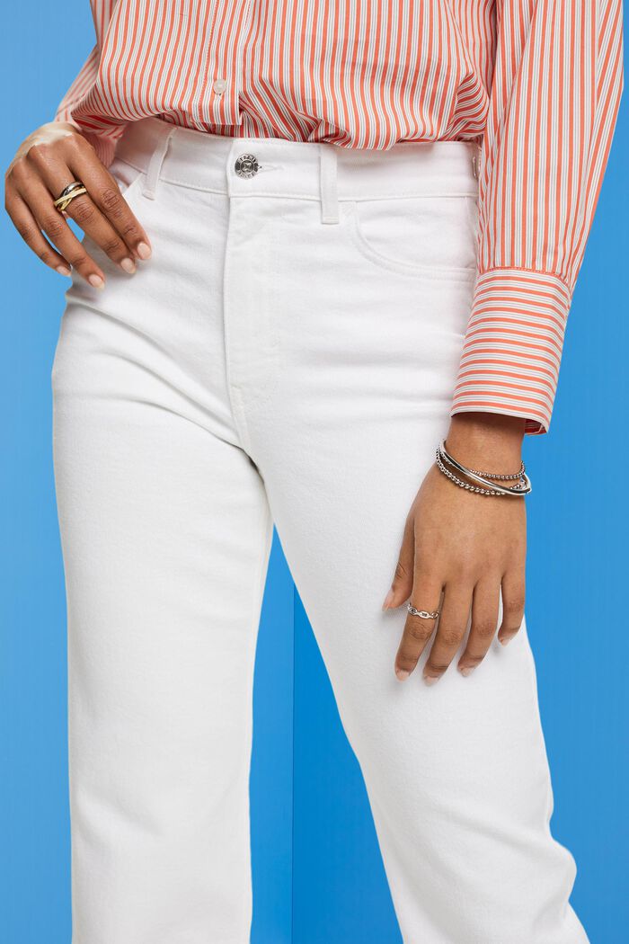 Jeans med høj talje og lige ben, WHITE, detail image number 2