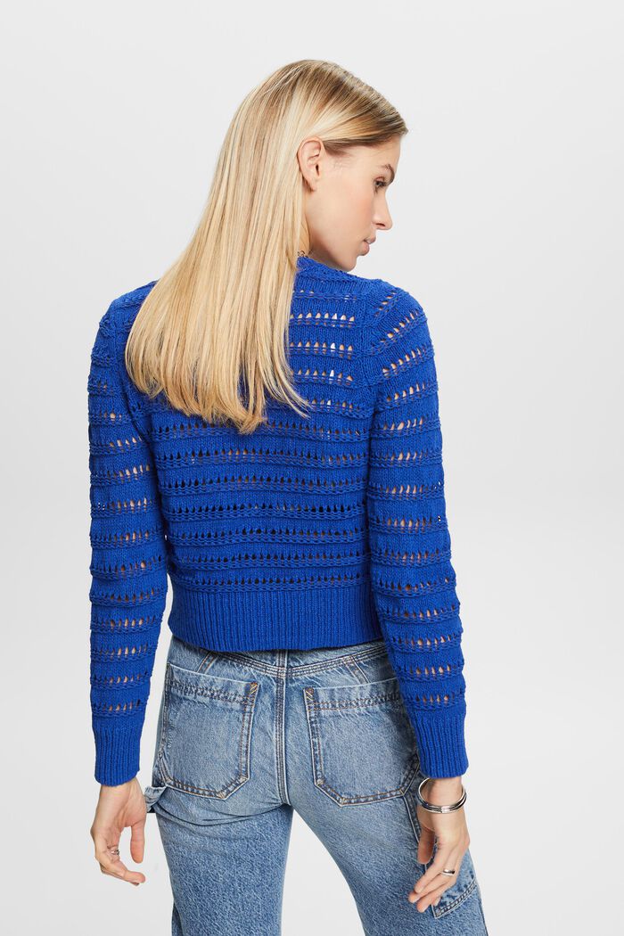 Sweater-cardigan i åben strik, BRIGHT BLUE, detail image number 2