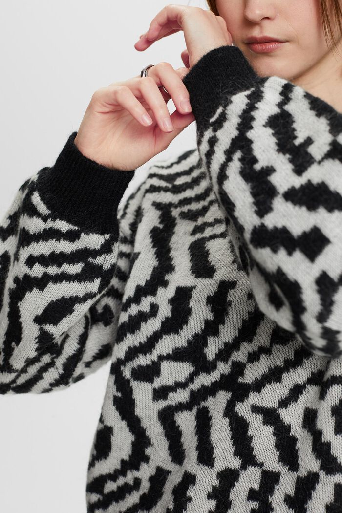 Sweater i uld-/mohairmiks, BLACK, detail image number 2