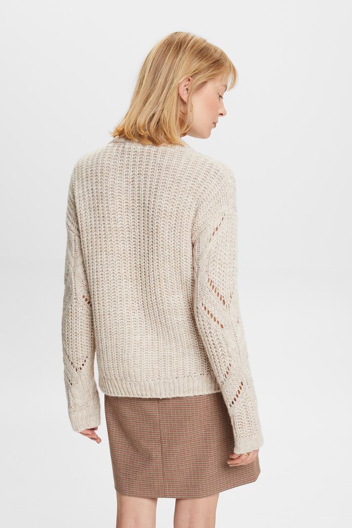 Sweater i åben strik, uldmiks, DUSTY NUDE, detail image number 4