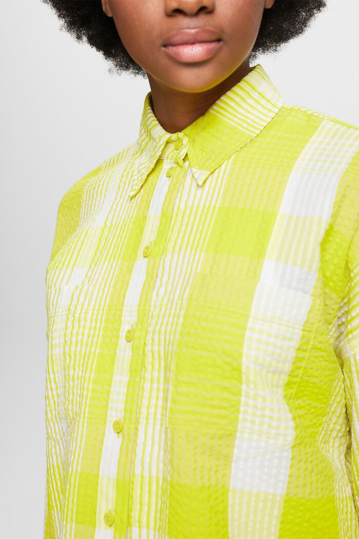 Seersucker-skjorte med knaplukning og print, NEON YELLOW, detail image number 3