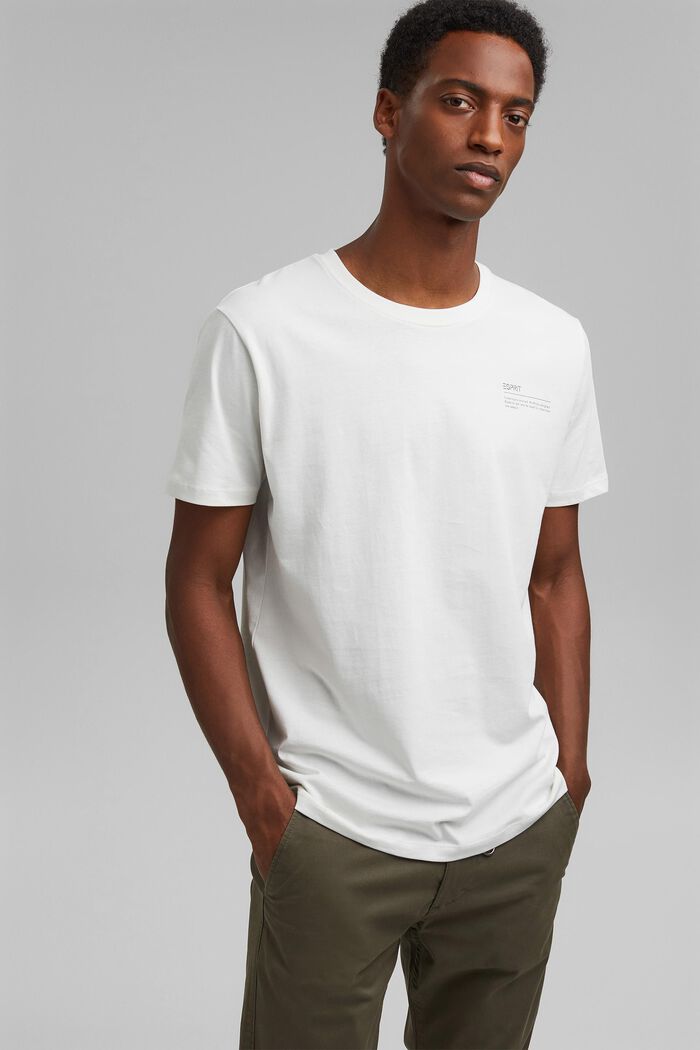 T-shirt i jersey med print, 100% økologisk bomuld, OFF WHITE, detail image number 0