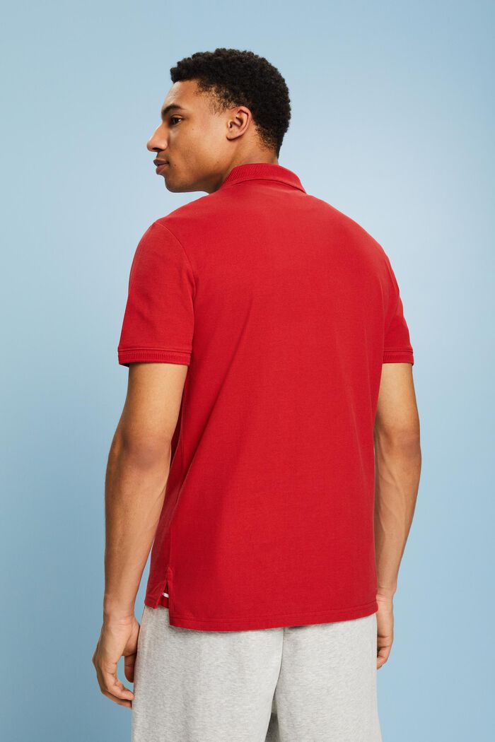 Poloskjorte i pimabomuldspique, DARK RED, detail image number 2