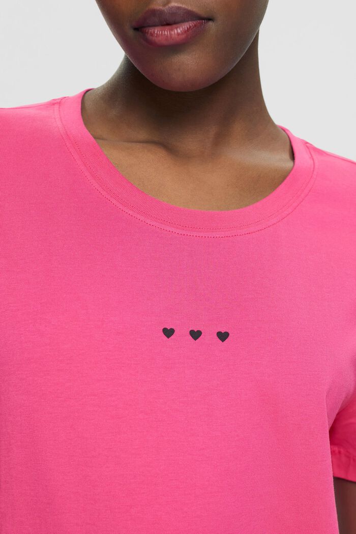 T-shirt med hjerteprint, PINK FUCHSIA, detail image number 2