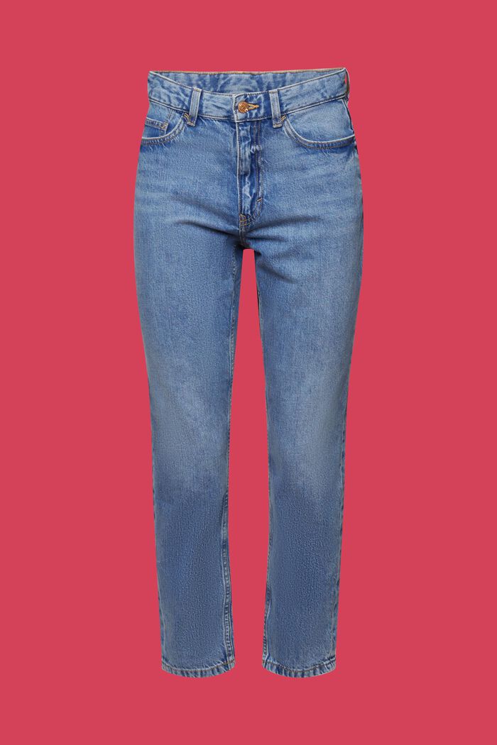 Mom Fit Jeans med høj talje, bomuldsblanding, BLUE LIGHT WASHED, detail image number 6