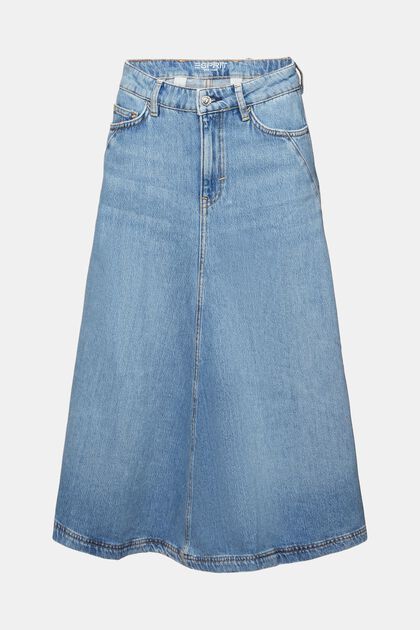 Jeans midi-nederdel, bomuldsmiks