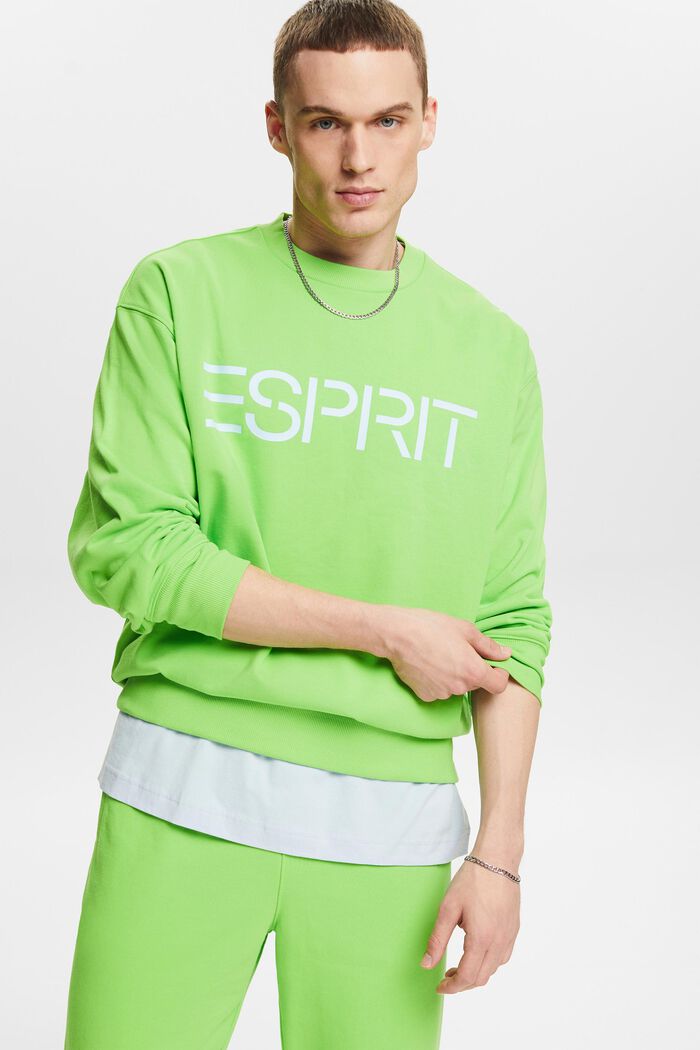 Sweatshirt med rund hals og logo, CITRUS GREEN, detail image number 4