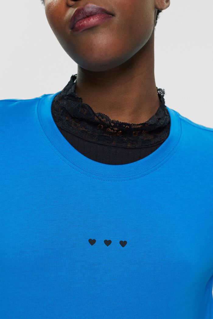 T-shirt med hjerteprint, BLUE, detail image number 2