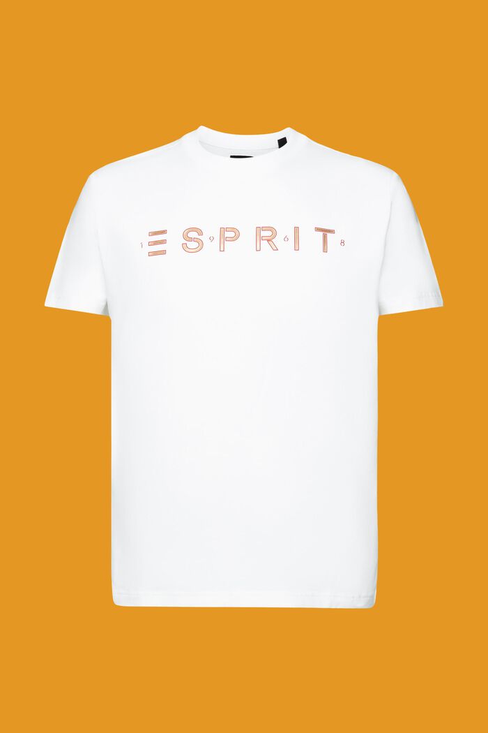 T-shirt i bomuldsjersey med logo, WHITE, detail image number 6