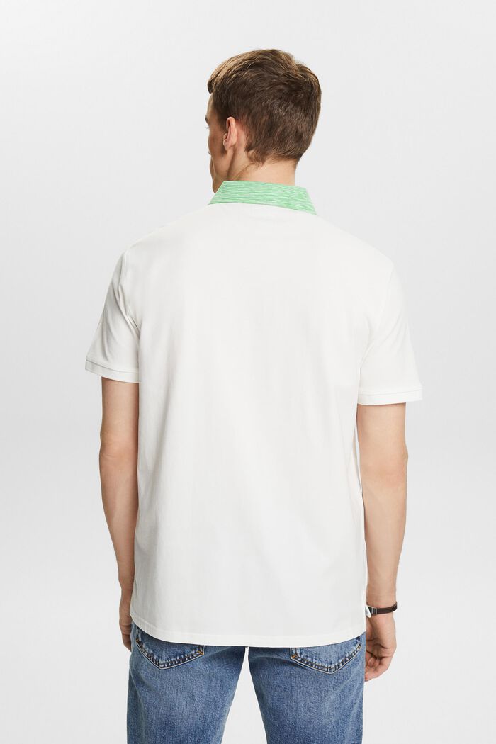 Poloshirt med space dye-krave, OFF WHITE, detail image number 2