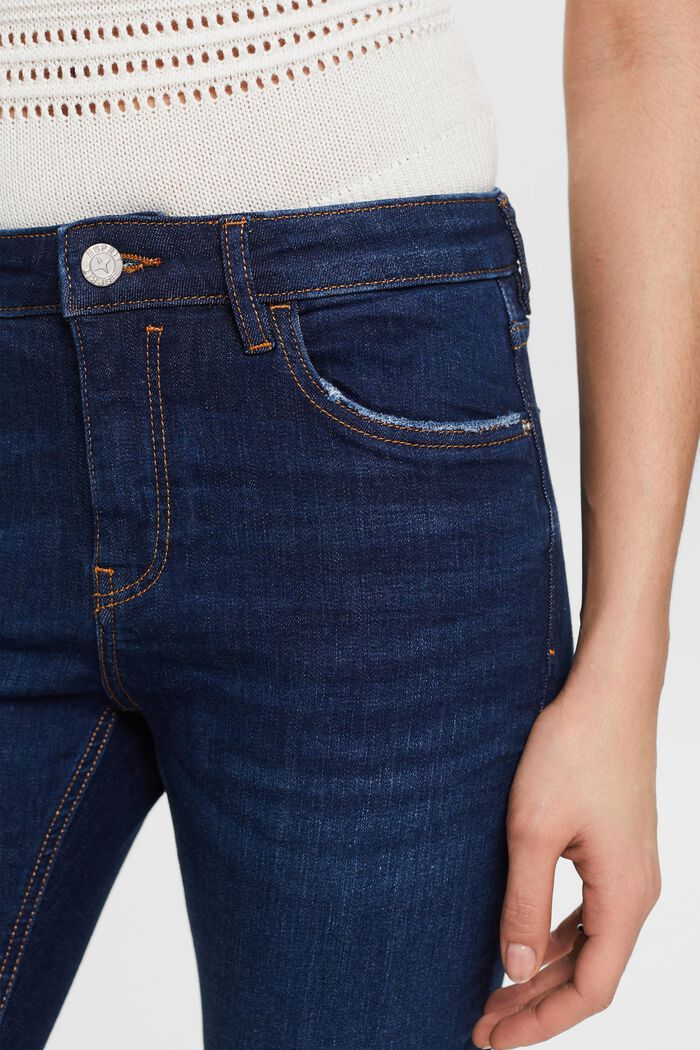 Capri-jeans af økologisk bomuld, BLUE DARK WASHED, detail image number 4