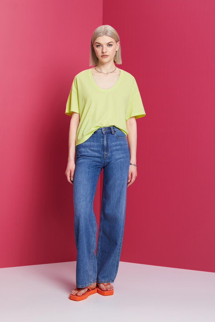 Cropped oversized T-shirt, 100 % bomuld, LIME YELLOW, detail image number 4