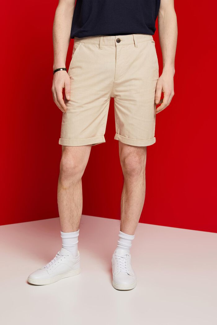Tofarvede chino-shorts, LIGHT BEIGE, detail image number 0