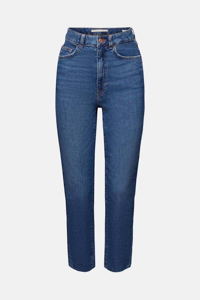 Jeans med ekstra høj talje og flosset kant, BLUE DARK WASHED, detail image number 6
