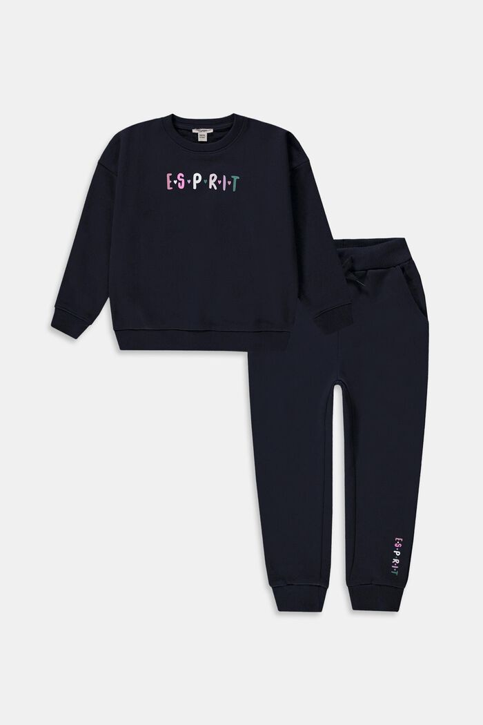 Sæt: sweatshirt og joggingbukser, 100% bomuld, NAVY, detail image number 0