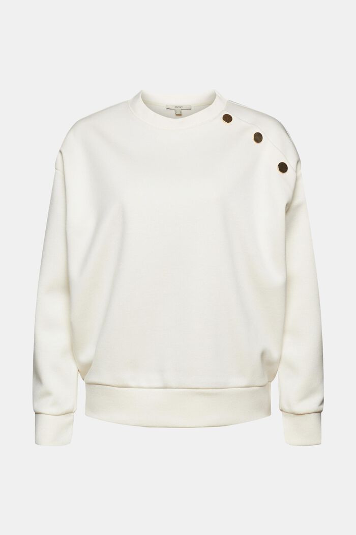Sweatshirt med knapdetalje, OFF WHITE, overview