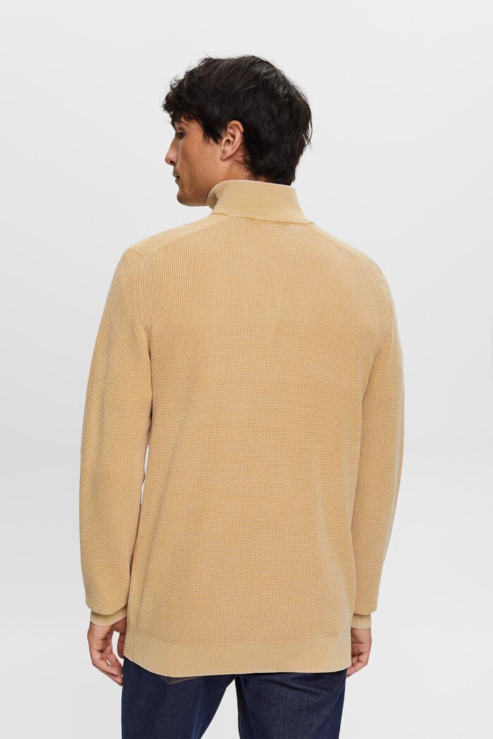 Pullover med halv lynlås, 100 % bomuld, BEIGE, detail image number 3