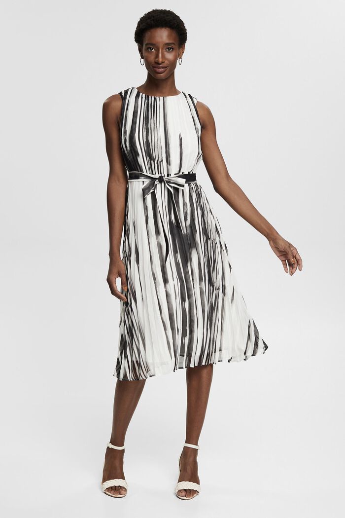 Genanvendte materialer: Plisseret kjole med mønster, BLACK, detail image number 6
