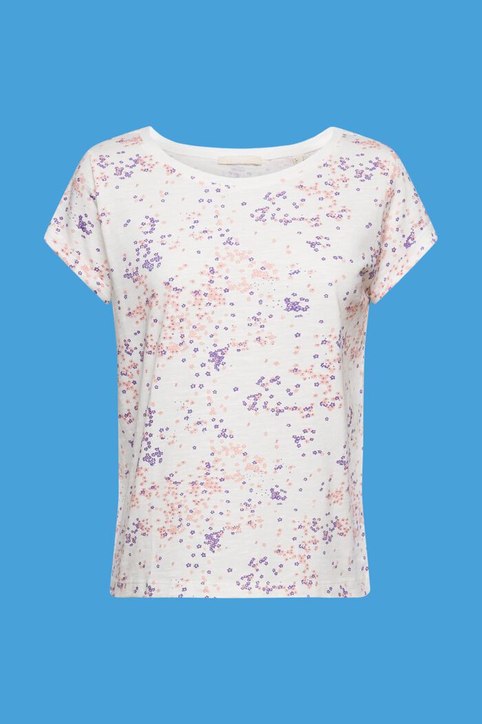Bomulds-T-shirt med blomsterprint, OFF WHITE, detail image number 5