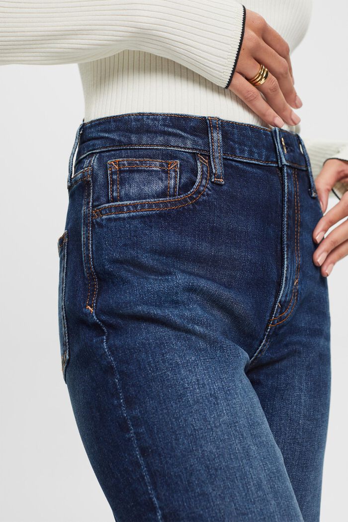 Lige retro-jeans med høj talje, BLUE DARK WASHED, detail image number 1