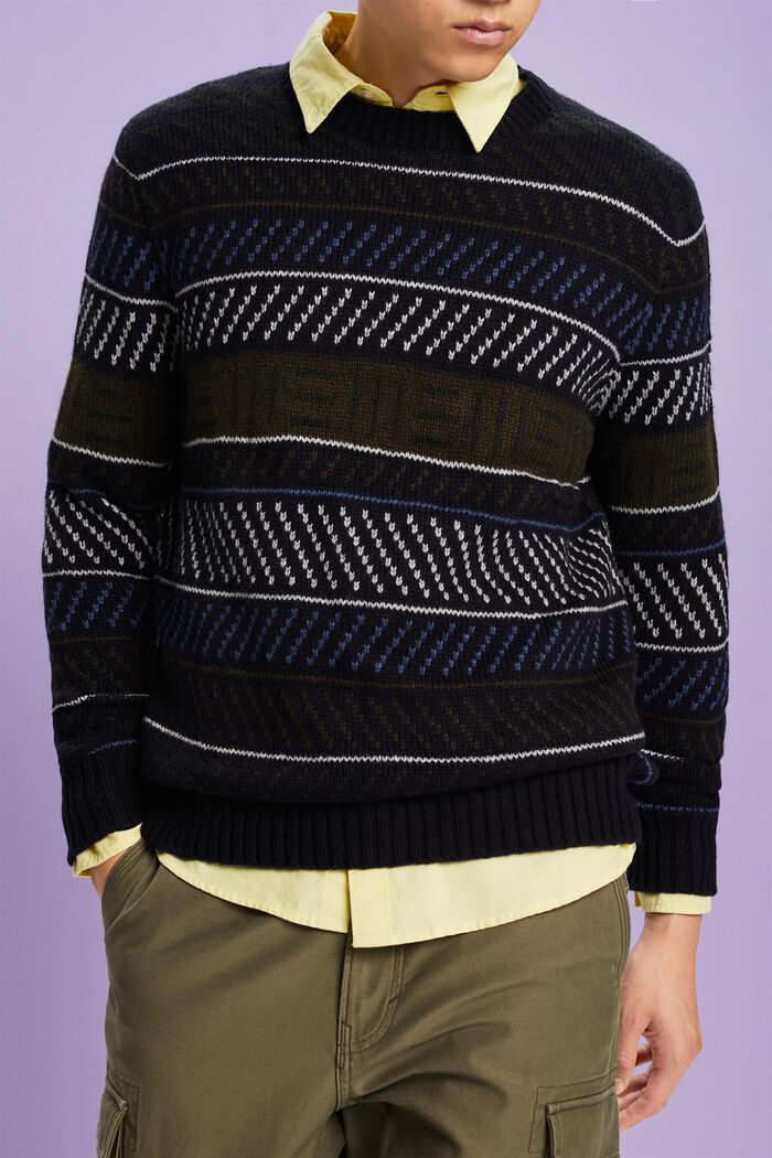 Mønstret sweater i uldmiks, NAVY, detail image number 2