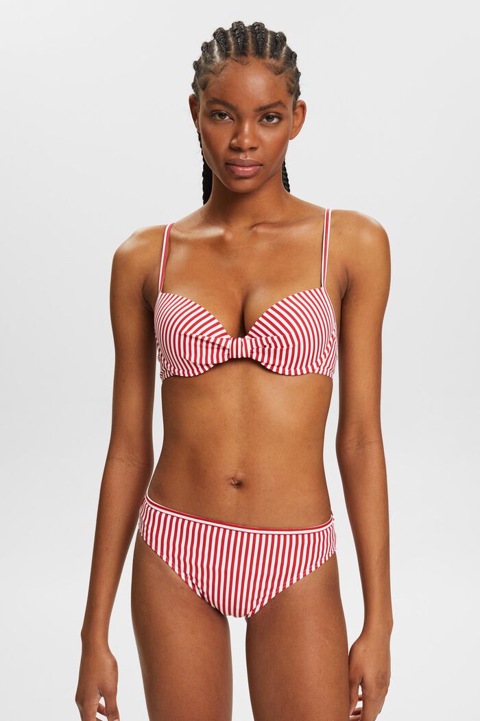 Stribet bøjle-bikinitop med polstring, DARK RED, detail image number 0
