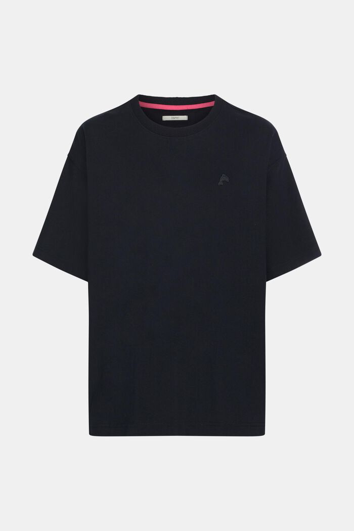 T-shirt i Relaxed Fit med delfinmærke, BLACK, detail image number 4