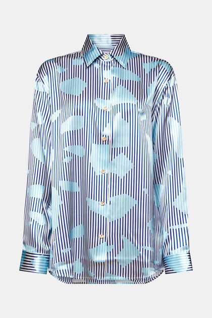 Button down-skjorte i silke med print