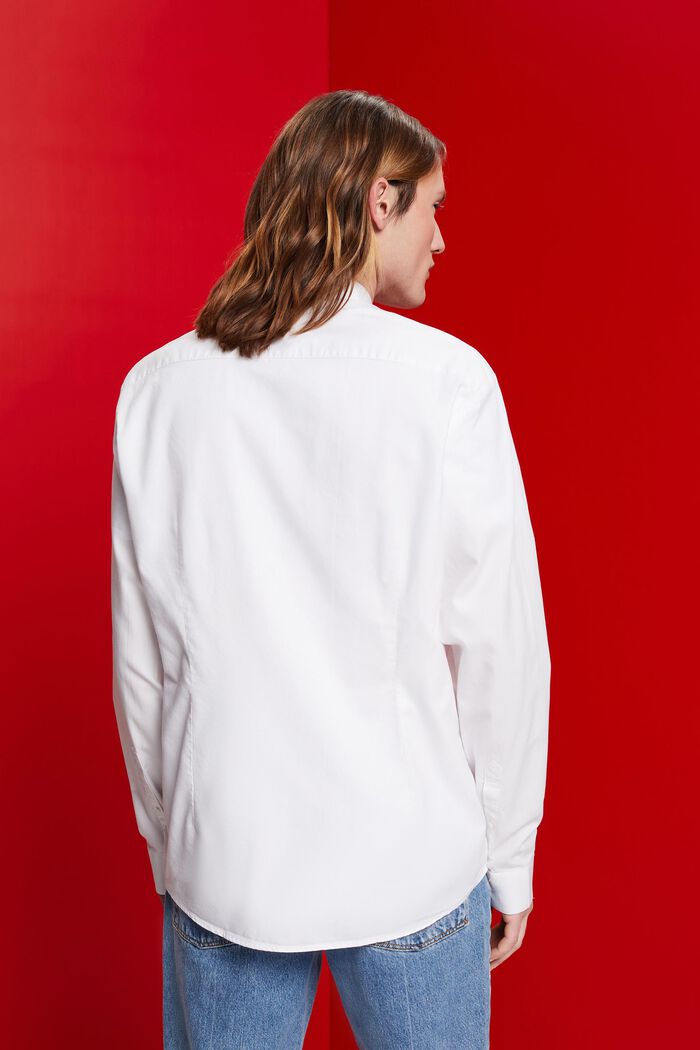 Slim fit-skjorte med båndkrave, WHITE, detail image number 3