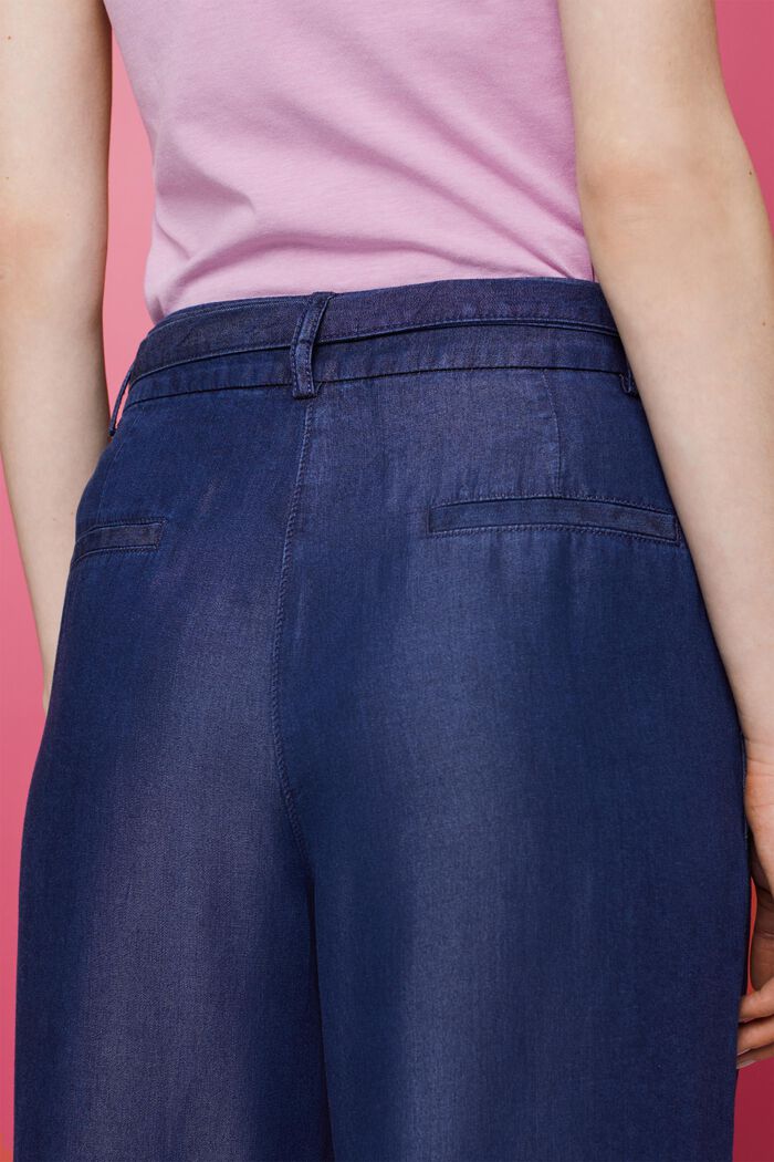 Cropped bukser med vide ben, TENCEL™, BLUE DARK WASHED, detail image number 4