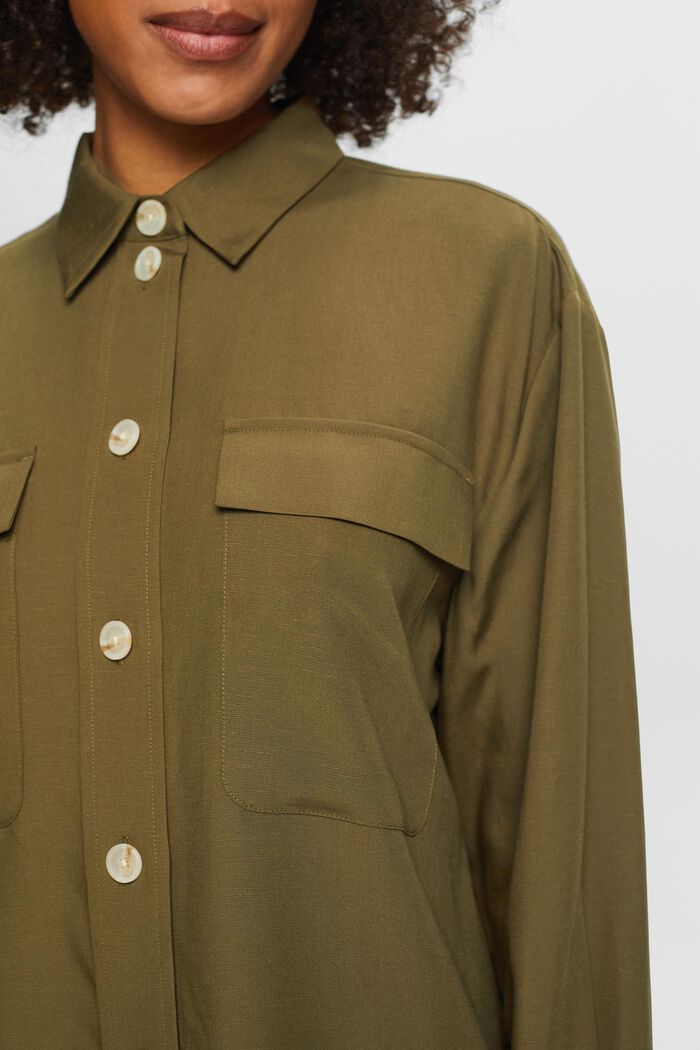 Oversized button up-skjorte, KHAKI GREEN, detail image number 3
