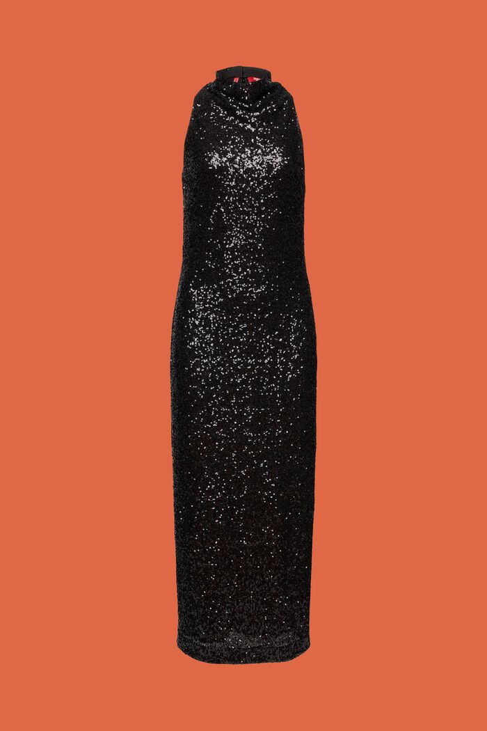 Maxi-kjole med pailletter, BLACK, detail image number 7