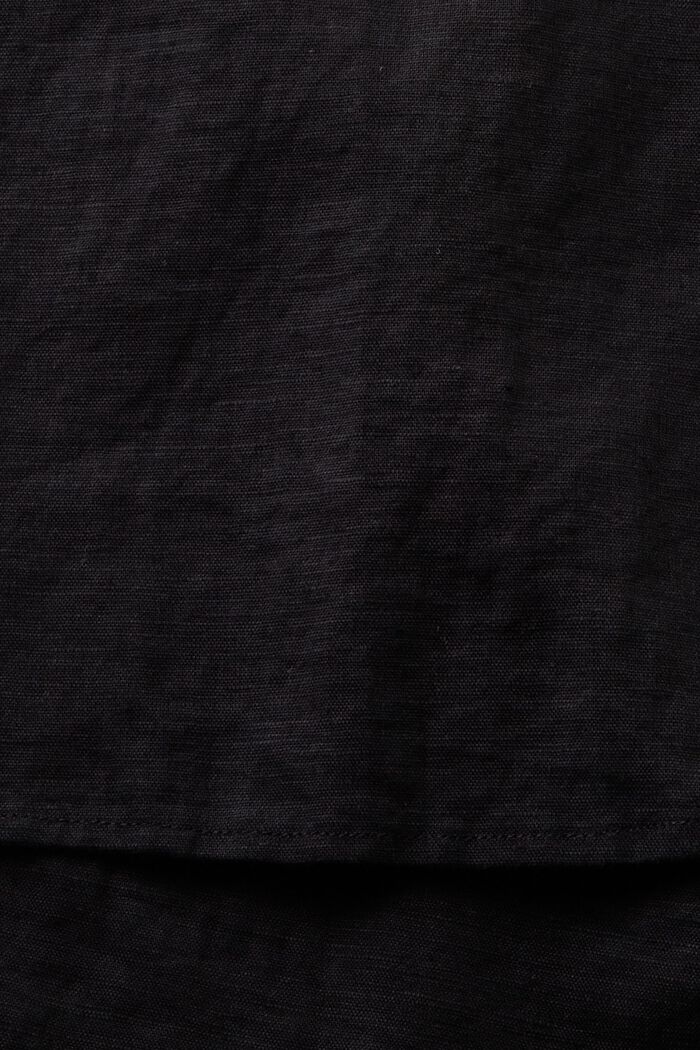 Skjortebluse i bomuld og hør, BLACK, detail image number 5