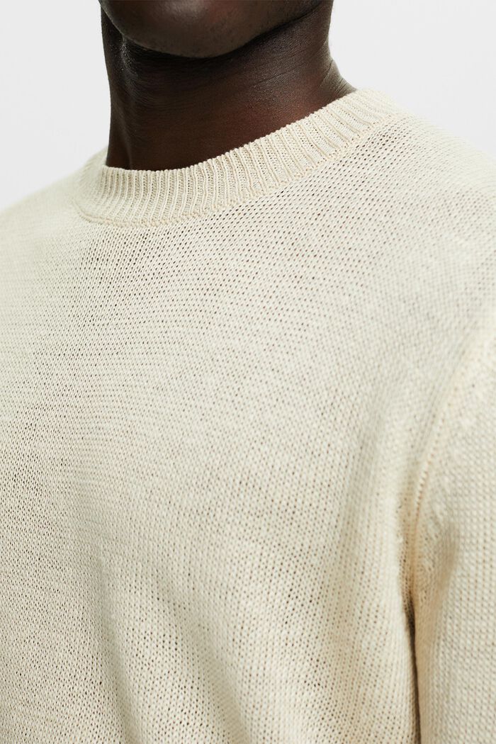 Sweater i hør med rund hals, CREAM BEIGE, detail image number 3