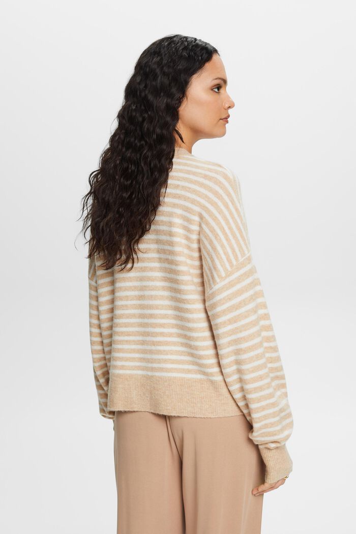 Striksweater med blouson-ærmer, SAND, detail image number 3