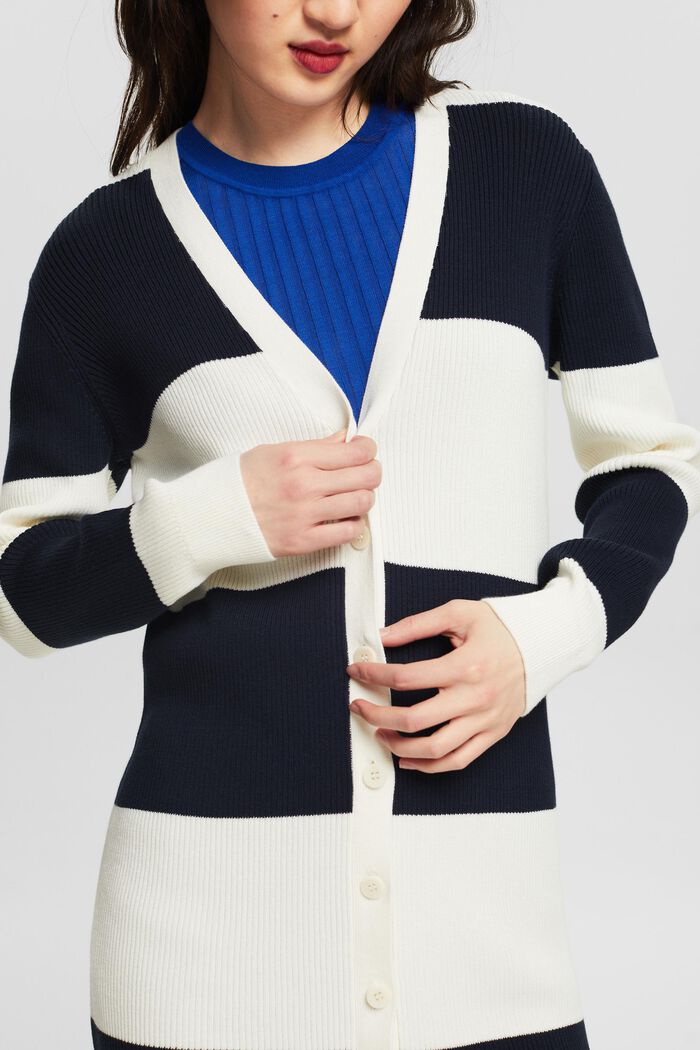 Stribet sweater-cardigan i midi-længde, ICE, detail image number 3