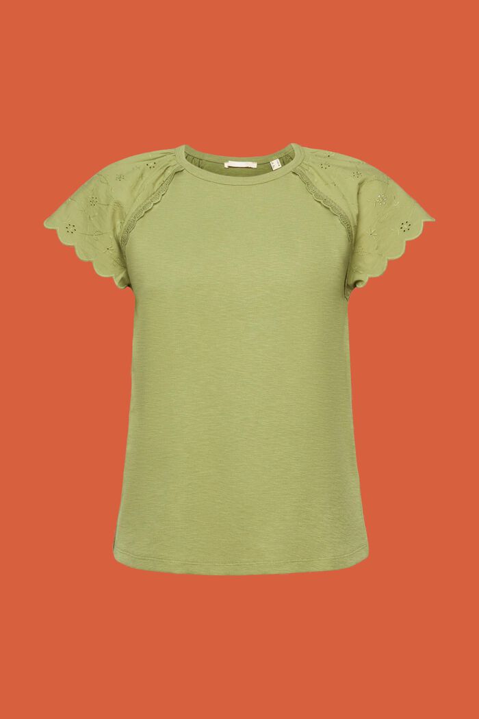 T-shirt med hulmønstrede ærmer, PISTACHIO GREEN, detail image number 6