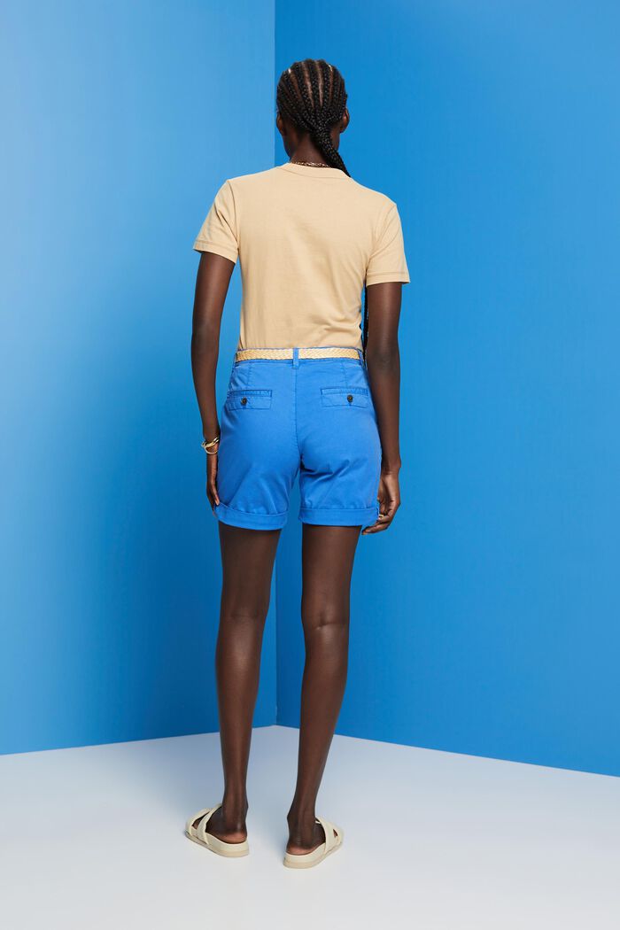 Shorts med fletbælte i raffia, BRIGHT BLUE, detail image number 3