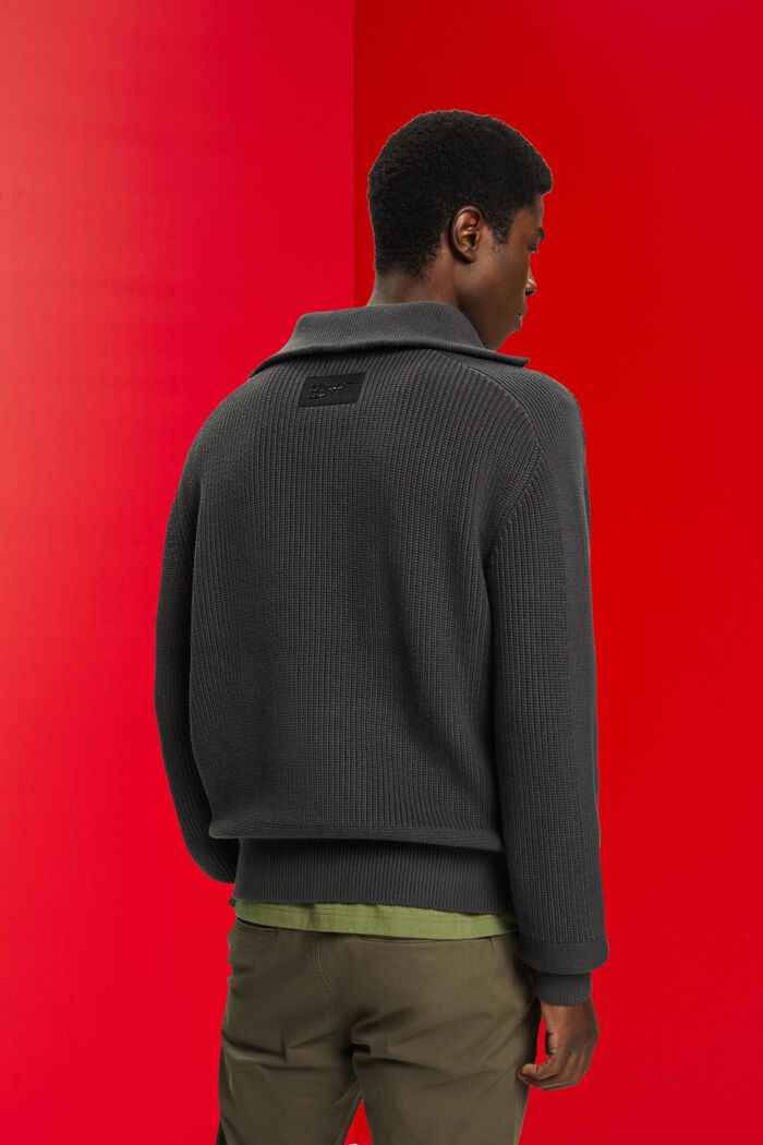 Rullekravesweater med lynlås i halv længde, DARK GREY, detail image number 3