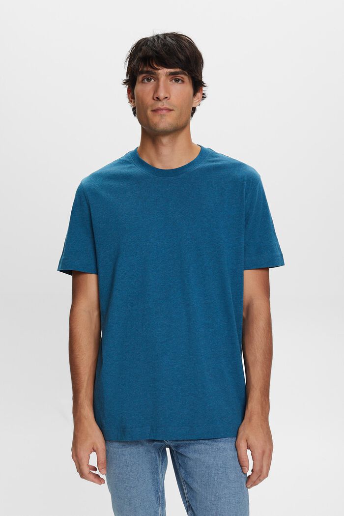 T-shirt med rund hals, 100 % bomuld, GREY BLUE, detail image number 0