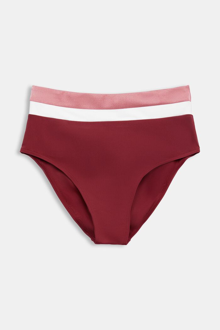 Trefarvede bikinitrusser med høj talje, DARK RED, detail image number 5